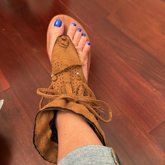 Women’s 9.5 Brown Boho sandals fringe hippie - Picture 4 of 5